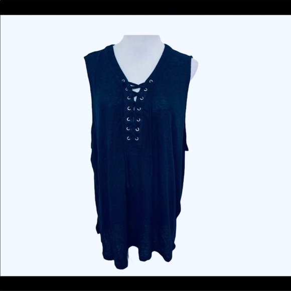 NEW $50 INC International Concepts Navy Tank Top Sleeveless V-Neck Plus 2X - Picture 2 of 6